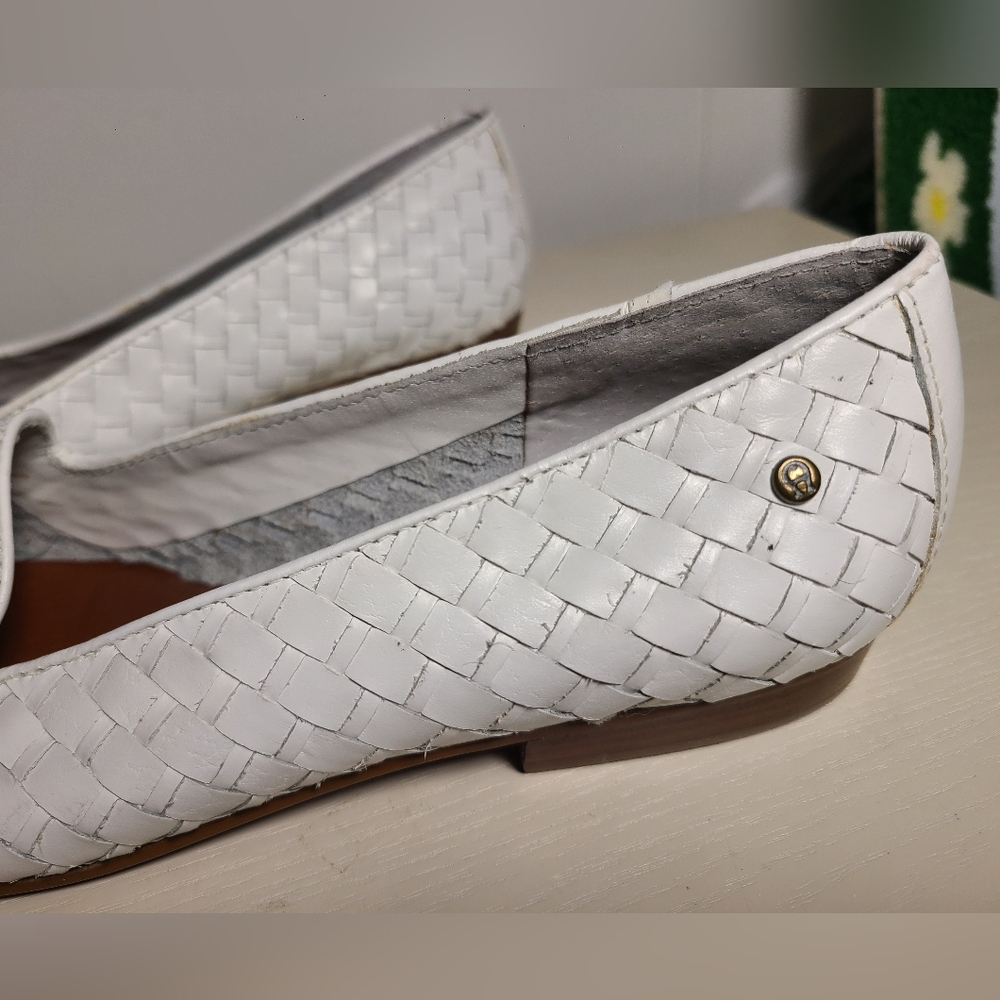 Etienne Aigner White Woven Leather Loafers Flats Size 6 - Picture 4 of 16